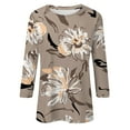 thumbnail image 4 of JULMCOMO Summer Tops for Women 2024 3/4 Sleeve Summer Crew Neck T Shirts Trendy Dressy Elbow Length Floral Print Shirts Loose Dressy Casual Clothes Khaki 3XL, 4 of 5