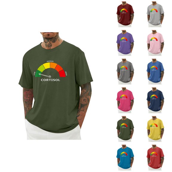 Low Cortisol Levels Graphic Tees for Men 2026 Summer Casual Short Sleeve Crewneck Funny Meme T Shirts