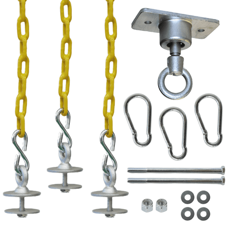 DIY Tire Swing Hardware Kit – Heavy Duty Swivel Hanger with Coated Chains – Mounts to Swingset, Tree, or Backyard Playset