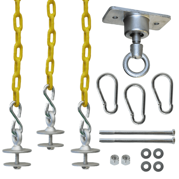 DIY Tire Swing Hardware Kit – Heavy Duty Swivel Hanger with Coated Chains – Mounts to Swingset, Tree, or Backyard Playset