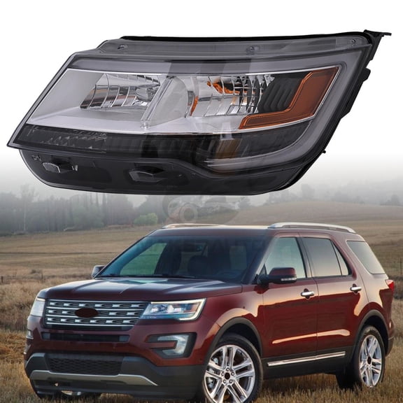 For Ford Explorer 2016-2018 Left Driver Side Halogen Headlight Chrome LED DRL