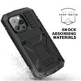 thumbnail image 6 of ELEHOLD for iPhone 14 Pro Max 6.7 Inch 2022 Case, Heavy Duty Armor Built-in Explosion-Proof Tempered Glass Screen Protector Wireless Charging Hang Rope Hidden Kickstand Shockproof Rugged Case,Black, 6 of 7