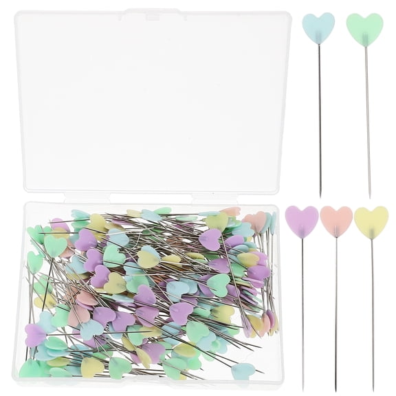 HONMEET 400pcs Colorful Fabric Straight Pins with Flat - Heart-Shaped Sewing Pins in Case for Quilting, Dressmaking, and Craft Supplies