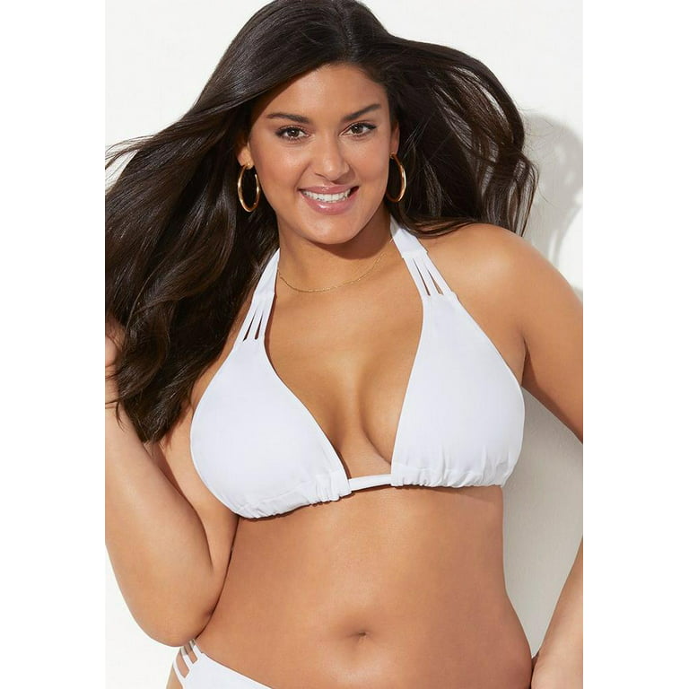 Swimsuits For All Women's Plus Size Beach Babe Triangle Bikini Top 22 White