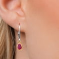 thumbnail image 3 of Gem Stone King 14K Two Tone Gold Red Created Ruby Earrings for Women | 2.00 Cttw | Gemstone July Birthstone | Pear Shape 7X5MM, 3 of 6