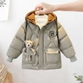 thumbnail image 6 of NAISIBABY Boys Puffer Jacket, Drawstring Hooded Fashion Pattern Long Sleeve Kids Winter Mid-Length Coat Khaki 3-4T, 6 of 6
