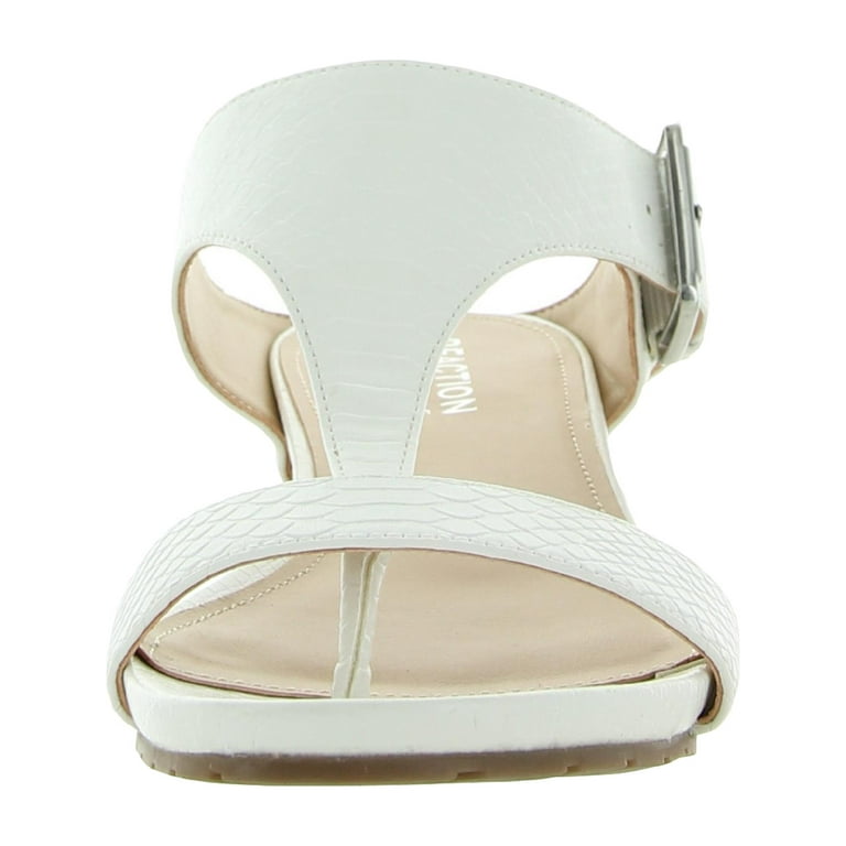 Kenneth Cole Reaction Womens Great Buckle Slide Sandals White 8.5 Medium B M