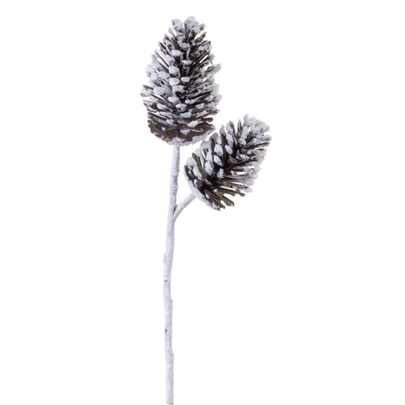Melrose Flocked Snowy Pine Cone Spray Set of 6
