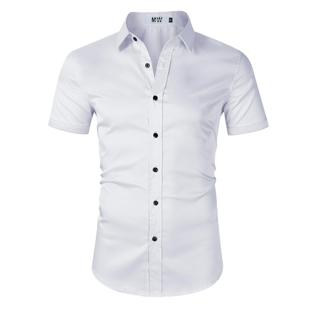 Generic - Men's Slim Fit Short Sleeve Button Down Dress Shirt Bamboo ...