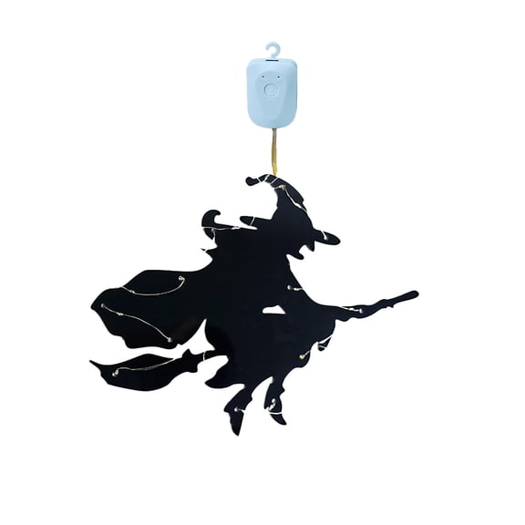 Halloween Witch Window Light LED Hanging Witch Silhouette Decoration for Porch, Glass Door 10.98"