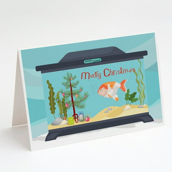 Lionhead Goldfish Merry Christmas Greeting Cards and Envelopes Pack of 8