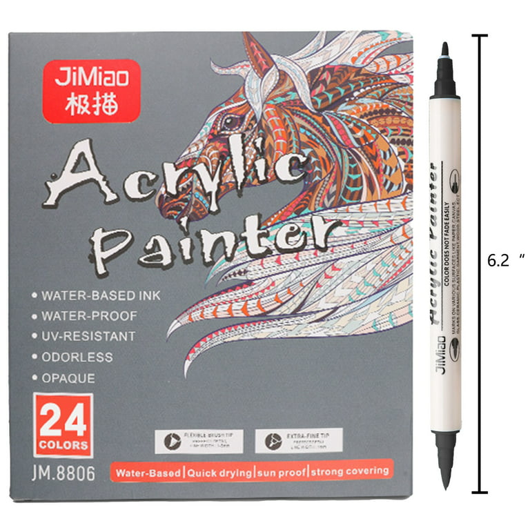  48 Colors Paint Pens Paint Markers, Dual Brush Tip & Dual  Colors Acrylic Paint Markers, Non Toxic Acrylic Paint Pens for Rock  Painting, Glass, Graffiti,Wood, Stone, Ceramic Surfaces, DIY Crafts 