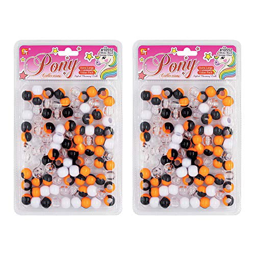 Clear/Candy 2 Beaders Included for Kids All Ages 200 Pcs Beads Jewelry Making Kit DIY Hair Braiding Bracelet Ornaments Crafts Extra Large Round Two Tone Pony 