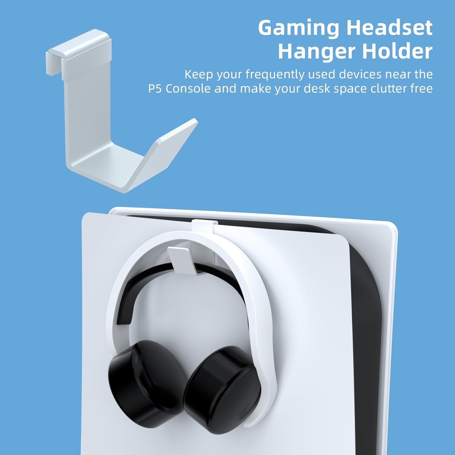 Wall Mount Kit Compatible with PS 5/ PS 5 Slim All Models with Holders for Controller&Headset Storage, Wall Mount Stand for PS Portal Remote Player,White