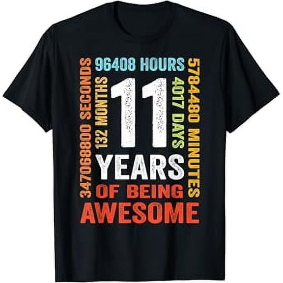 11th Birthday 11 Years Old Vintage Retro 132 Months T-Shirt