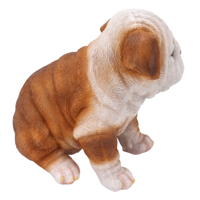 Statue de Chiot Bouledogue Anglais Sculpture Réaliste en Résine pour Décoration de Jardin Extérieur