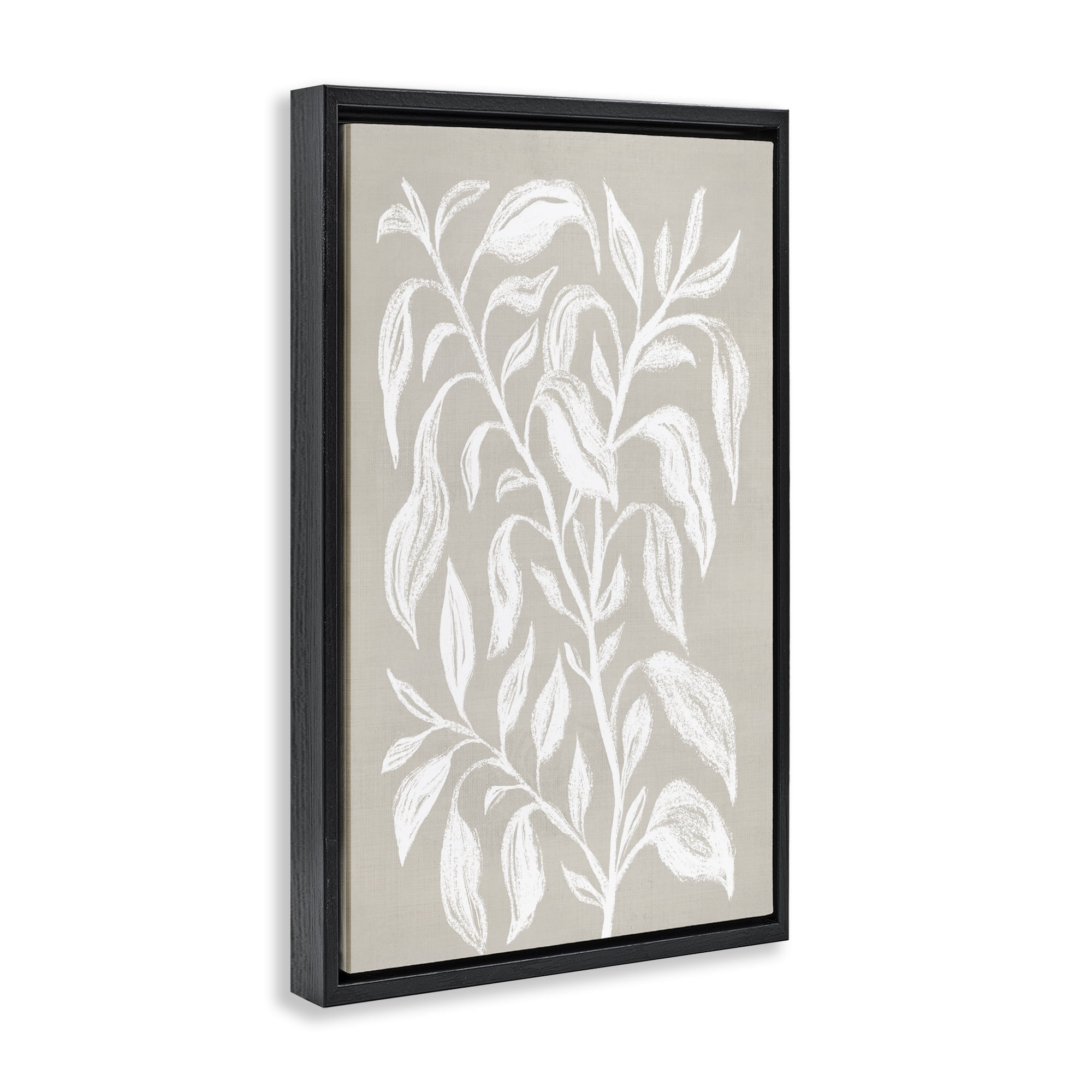 Stupell Industries Chalk Sketch Botanicals Plants & Flowers Painting Black Floater Framed Canvas Art Print Wall Art, 17 x 25