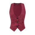 thumbnail image 1 of Chaleco vintage para mujer con botones Steampunk Jacquard sin mangas Borgoña L, 1 of 5