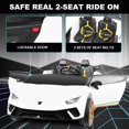 thumbnail image 5 of Lamborghini Huracan 24V Powered Ride on Car 2 Seat, 4WD Electric Cars for Kids with Remote Control, Suspension, LED Light, Music, Bluetooth, Children Ride on Toy for 3-8 Years Boys Girls, White, 5 of 9