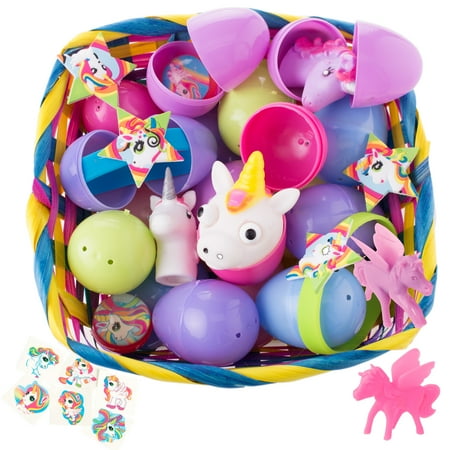 100 Magical Unicorn Toy Filled Easter Eggs, Girls Egg Hunt Supply, 2.5"