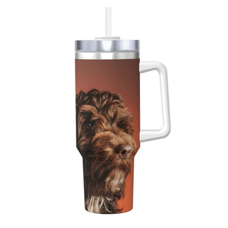 

Adorable Cockapoo Dog 40oz Car Insulated Cups Ice Bully Cup with Handle Double Stainless Steel Vacuum Tumblers Water Bottle with Lid and Straw