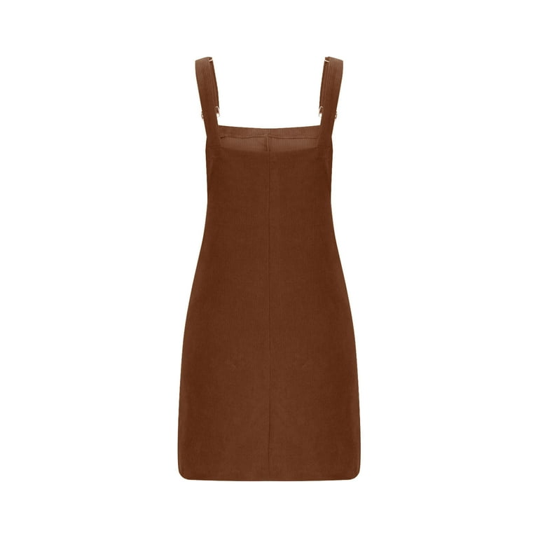 JGTDBPO Corduroy Overall Bib Dress for Women Casual Knee