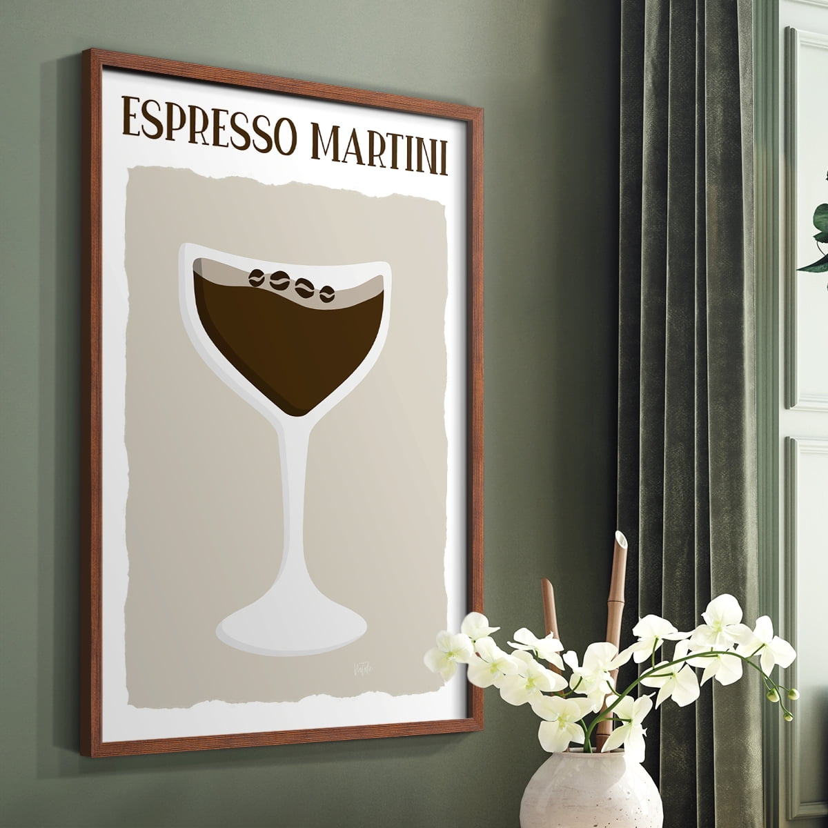Espresso Martini in Paper Solid Wood 11 x 14 Framed Print