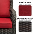 thumbnail image 6 of HOSSLLY 3 Pieces Outdoor Wicker Swivel Rocker Patio Set, 360 Degree Swivel Rocking Chairs Elegant Wicker Patio Bistro Set with Premuim Cushions and Armored Glass Top Side Table for Backyard,Red, 6 of 8