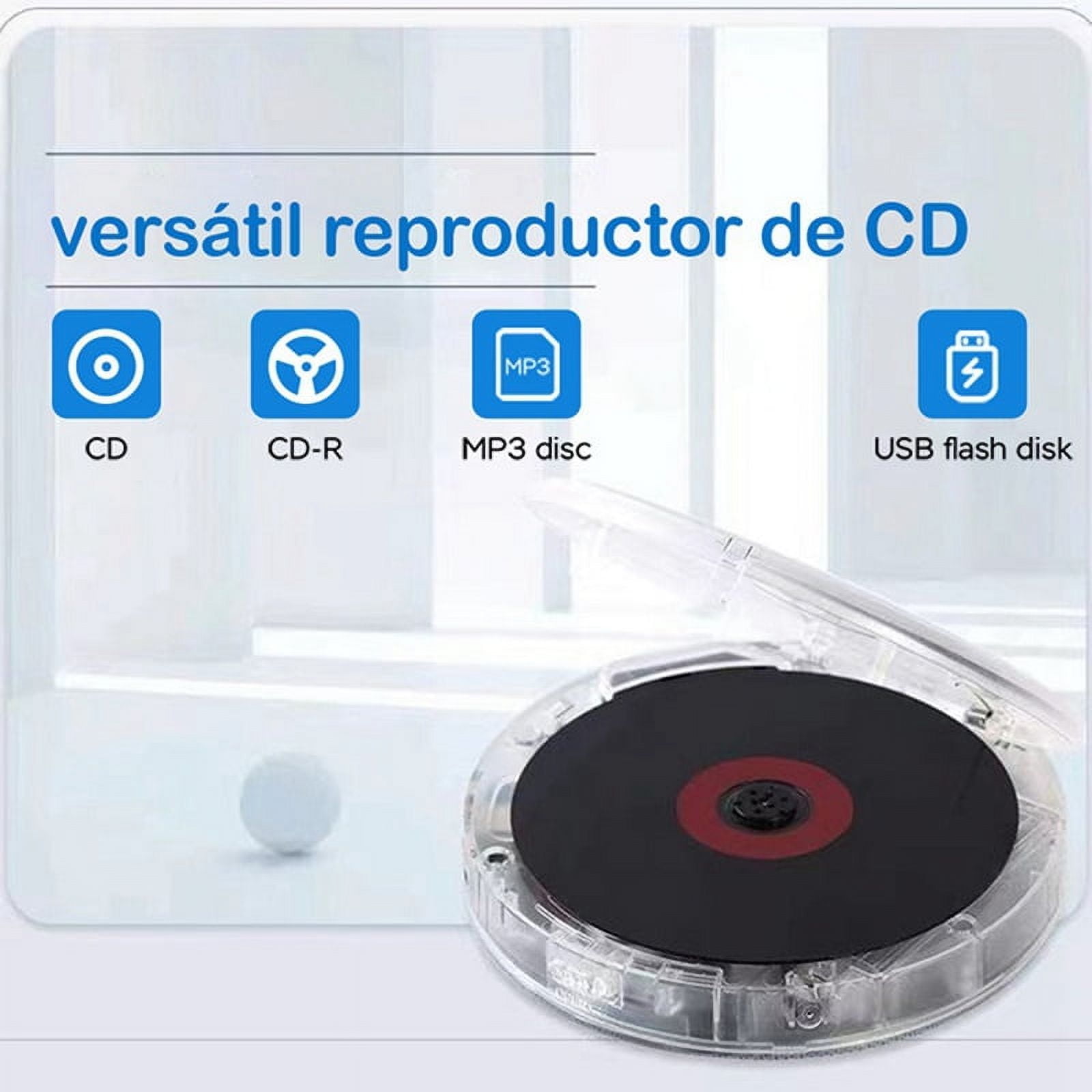 Protable Bluetooth CD Player Transparent Speaker Music with LCD Display Personal CD Player for Home Travel