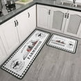 thumbnail image 2 of Farmhouse Buffalo Plaid Rooster Kitchen Rugs Decor 2 Pieces Set Black and White Kitchen Mat Washable Runner Rug 17" x 47" + 17" x 30", 2 of 6