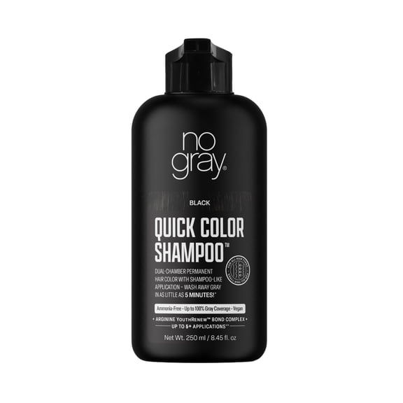 No Gray Quick Permanent Hair Color Shampoo, Black, 8.45 fl. oz