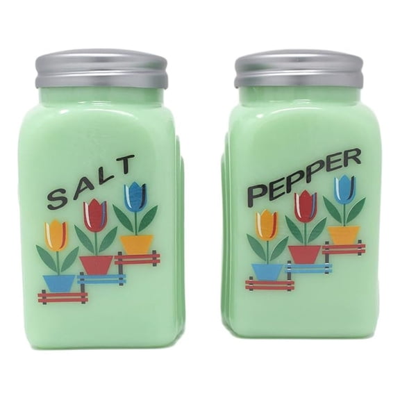 Vintage-Style Arch Salt and Pepper Shakers (Jadeite Green Glass)