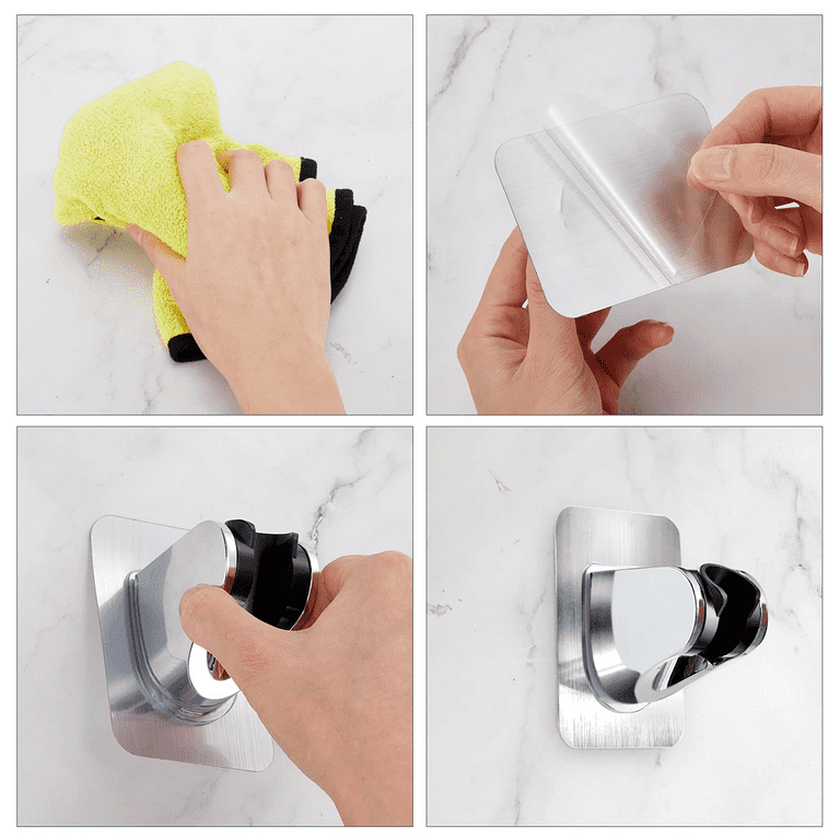 NearMoon Self Adhesive Shower Head Holder-Adjustable Handheld Shower Holder  NO Drilling Wall Mount Waterproof (1 Pack, Chrome Finish)