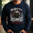 thumbnail image 2 of The Yule Cat Is Coming Sweatshirt – Jólakötturinn Christmas Cat Sweater, Gothic Yule Pullover, Icelandic Folklore Winter Solstice Shirt, Krampus Cat Gift, 2 of 5