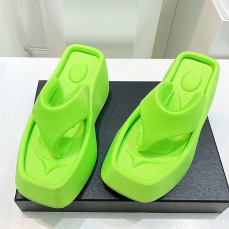 

Summer Slippers For Women Beach Accesseories Flip Flops For Women Fashion Spring Summer Women Slippers Non Slip Thick Sole Mid Heel Flip Flops Soft Comfortable Solid Color Comfortable Swimming Pool Ac