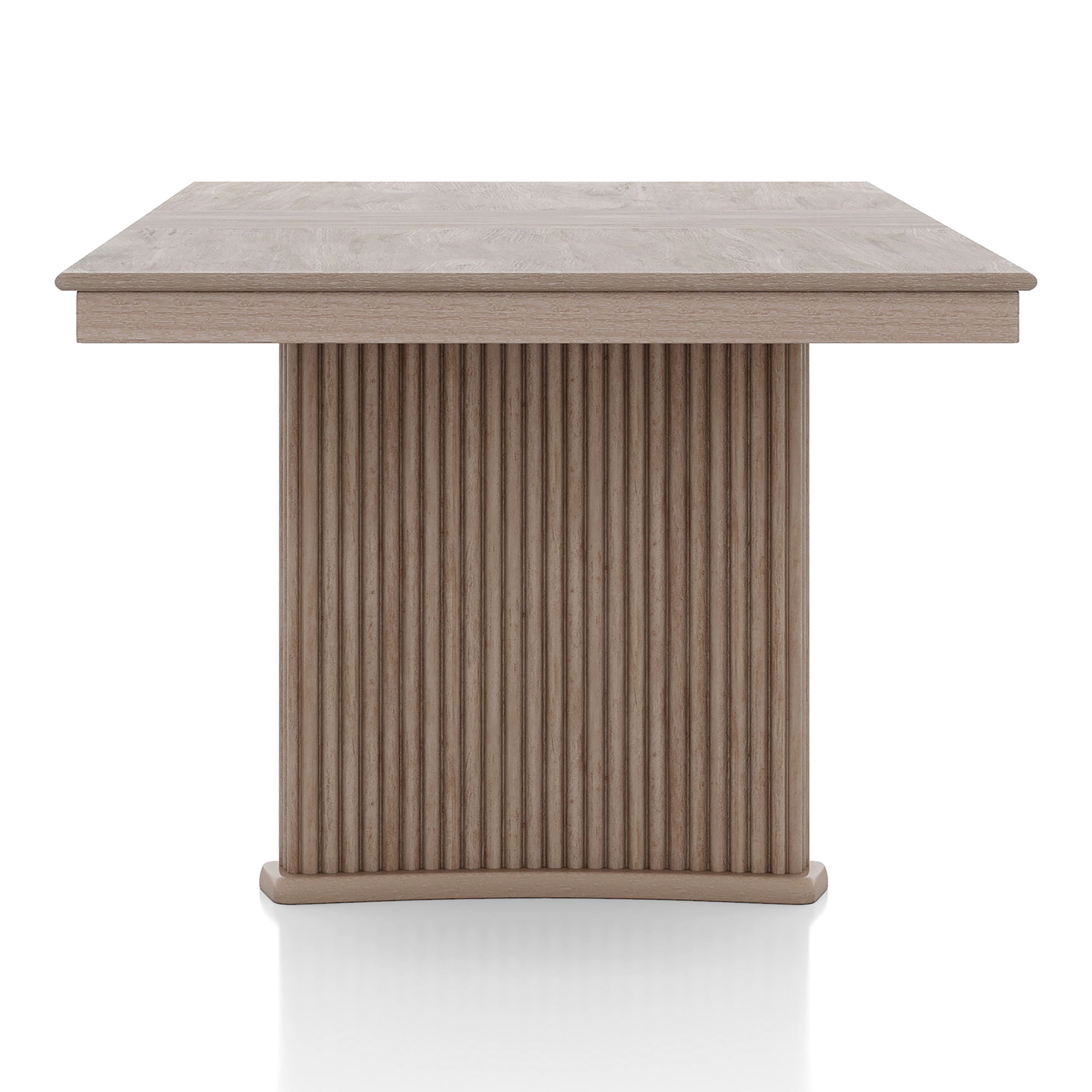 Furniture of America Flin Extendable Solid Wood 90-inch Dining Table, Natural Ash
