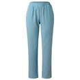 thumbnail image 5 of EDFBUYKRS Female Women Pants Casual Sweatpants for Women Petite Length Short Women Solid Linen Trouser Pant Casual Baggy Elastic Waist Trouser Wide Leg Pant with Pocket Fashion Pant Xxxxl, 5 of 5