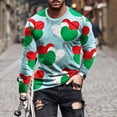 thumbnail image 2 of IROINNID Deals Long Sleeve Pullover Shirts for Men Comfy Round Neck Valentine's Day 3D Printed T-Shirt Blouse,Green, 2 of 5