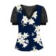 thumbnail image 3 of Gibobby Camiseta de manga corta para mujer Top manga corta con cuello en V encaje informal con estampado moda para mujer(Blanco,M), 3 of 4