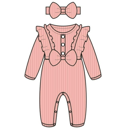 

SYNPOS Newborn Baby Girl Clothes Romper Onesie Infant Summer Outfit Ruffle Sleeveless Cotton Linen Jumpsuit