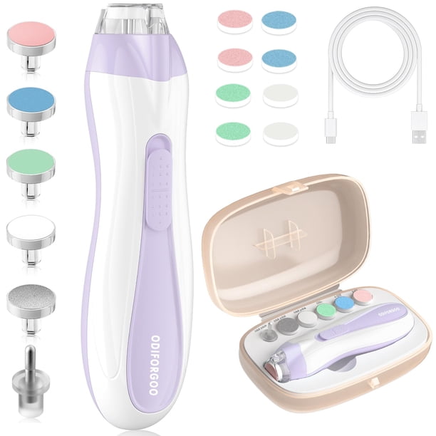 Cortadora de uñas eléctrica para bebés ODIFORGOO con kit 15 en 1, color morado