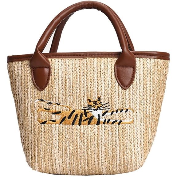 CoCopeaunts Straw Bag for Women, Summer Beach Bag Cute Handwoven Crossbody Bag Hobo Handbag Vacation Top Handle Bag Purse