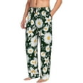 thumbnail image 2 of Uemuo White Daisies and Bee Pattern Men's Wide Leg Palazzo Lounge Pants with Pockets Light Weight Loose Comfy Casual Pajama Pants-, 2 of 9