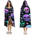 thumbnail image 3 of Gothic Skull Fleece Wearable Blanket for Adults with Halloween Themed Hooded Blanket Warm Cozy Bones Gift for Women, 3 of 6