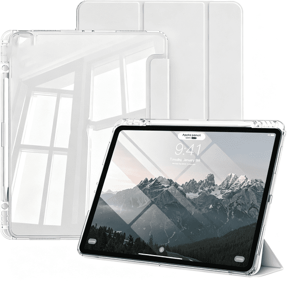 GJX Clear Case for Ipad Pro 12.9In 6Th/5Th/4Th/3Rd Gen&Ipad Air 13 Inch M3/M2)With Pencil Holder,Smart Slim Tpu Case with Transparent Hard Pc Back Cover,Auto Wake/Sleep(Gray)