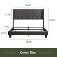 thumbnail image 6 of Lammaloe Queen Size Platform Bed Frame with Wingback Diamond Upholstered Headboard, Grey, Queen, 6 of 9