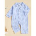 thumbnail image 3 of aturustex Baby Classic Plaid Loungewear for Toddler Girls Boys Pajamas Rompers 0 3M 6M 12M 18M 24M Infant Turn Down Collar Jumpsuits Long Sleeve BodysCute Daily Spring Fall Sleepwear Outfits, 3 of 7
