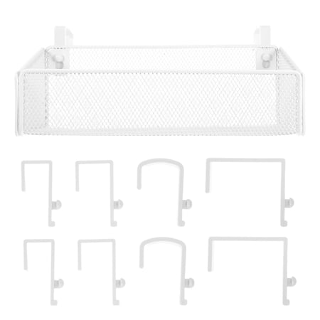 DEEPCRAFF White Metal Hanging Storage Basket for Bedside Dorm Room Bedroom Office - Space Saving Organizer