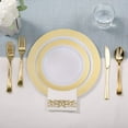 thumbnail image 6 of FOCUSLINE 140 Piece Gold Dinnerware Set for 20 Guests, Including Plastic Plates with Gold Grid Rim, Silverware, Cups and Napkins, Fancy Plastic Plates Disposable Set for Weddings Parties, 6 of 6
