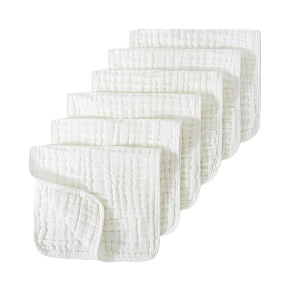 Tao 6 Pcs Burp Cloths Pure Cotton Baby Neutral Large Soft Absorbent Multicolor Washcloths Diapers For Newborn Girl BoyWhiteFree Size